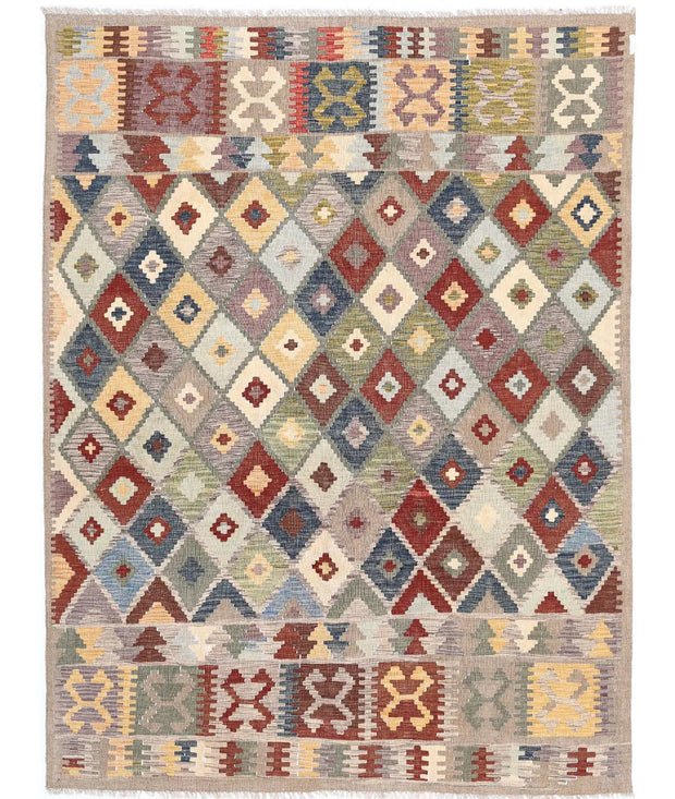 Hand Woven Maimana Kilim Wool Kilim Rug 6' 2" x 7' 11" - No. AT12886