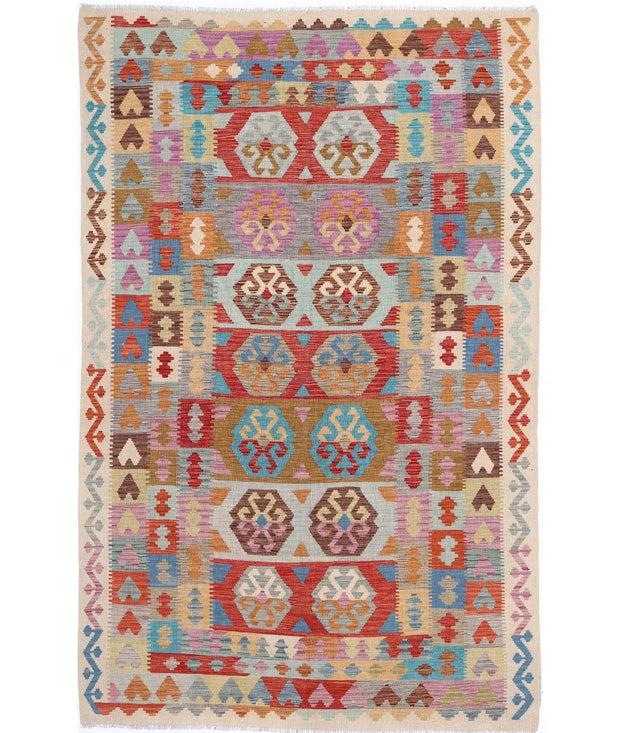Hand Woven Maimana Kilim Wool Kilim Rug 6' 2" x 9' 10" - No. AT48943