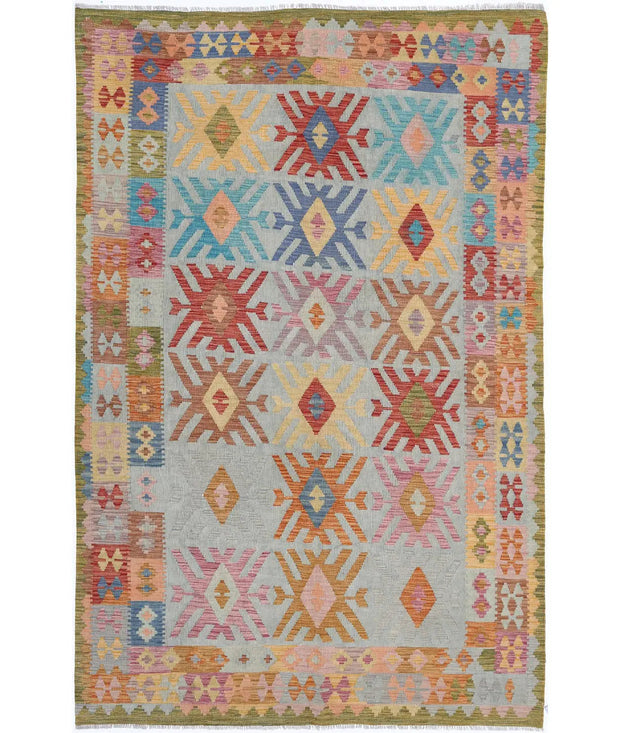 Hand Woven Maimana Kilim Wool Kilim Rug 6' 3" x 9' 11" - No. AT23850