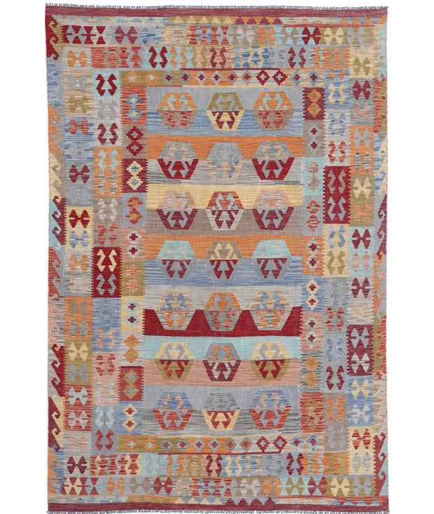 Hand Woven Maimana Kilim Wool Kilim Rug 6' 3" x 9' 6" - No. AT99753