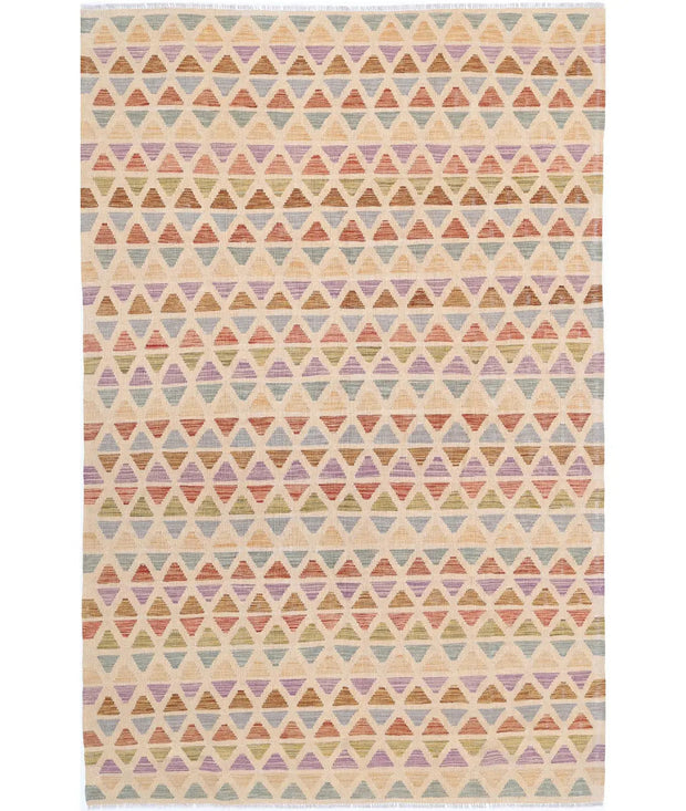 Hand Woven Maimana Kilim Wool Kilim Rug 6' 3" x 9' 9" - No. AT61941