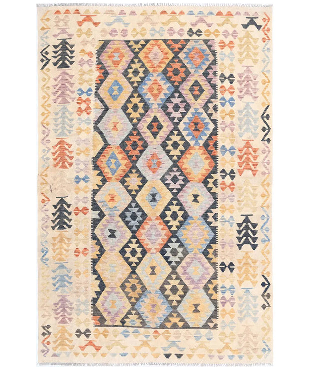 Hand Woven Maimana Kilim Wool Kilim Rug 6' 4" x 9' 6" - No. AT19091