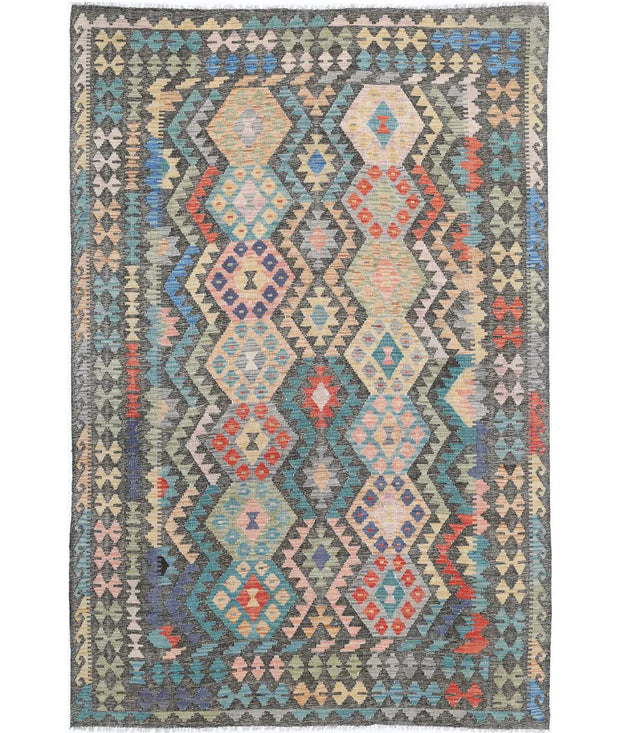 Hand Woven Maimana Kilim Wool Kilim Rug 6' 4" x 9' 8" - No. AT47517