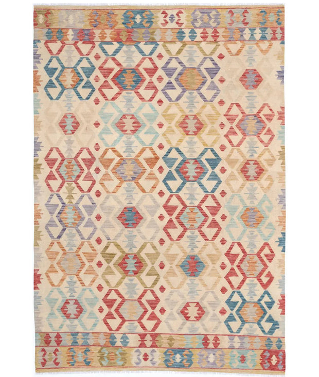 Hand Woven Maimana Kilim Wool Kilim Rug 6' 4" x 9' 8" - No. AT11535