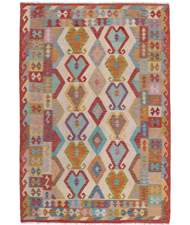 Hand Woven Maimana Kilim Wool Kilim Rug 6' 5" x 9' 7" - No. AT92356