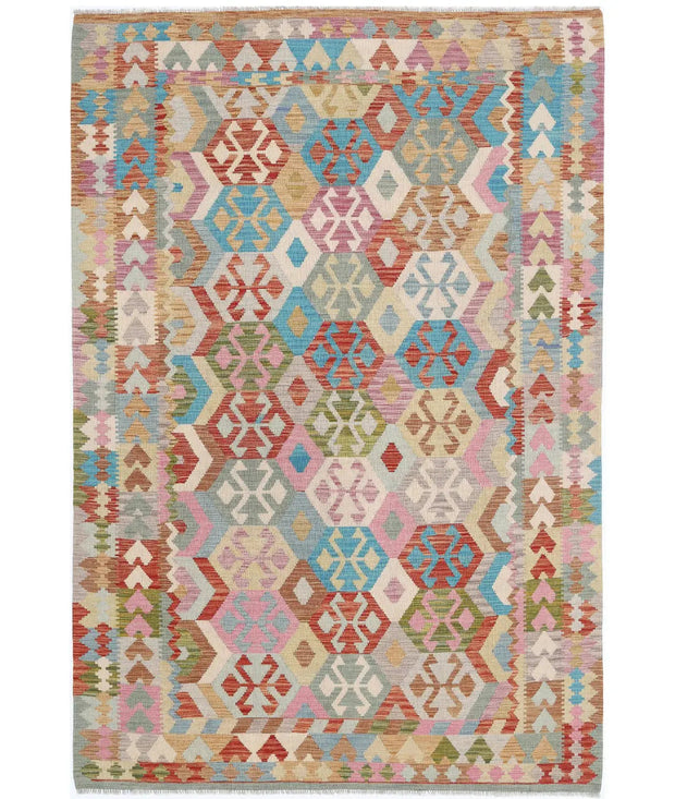 Hand Woven Maimana Kilim Wool Kilim Rug 6' 5" x 9' 8" - No. AT68936