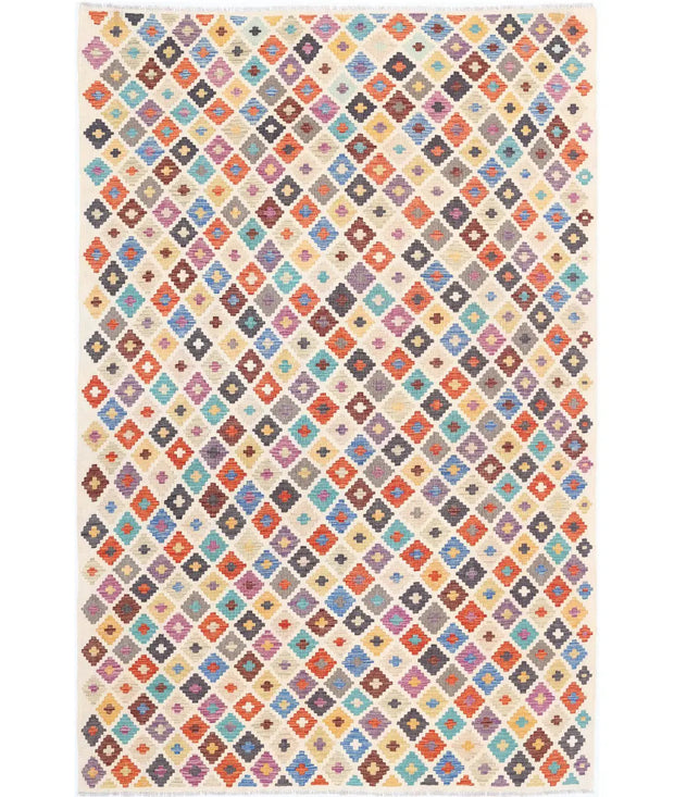 Hand Woven Maimana Kilim Wool Kilim Rug 6' 6" x 9' 10" - No. AT93256