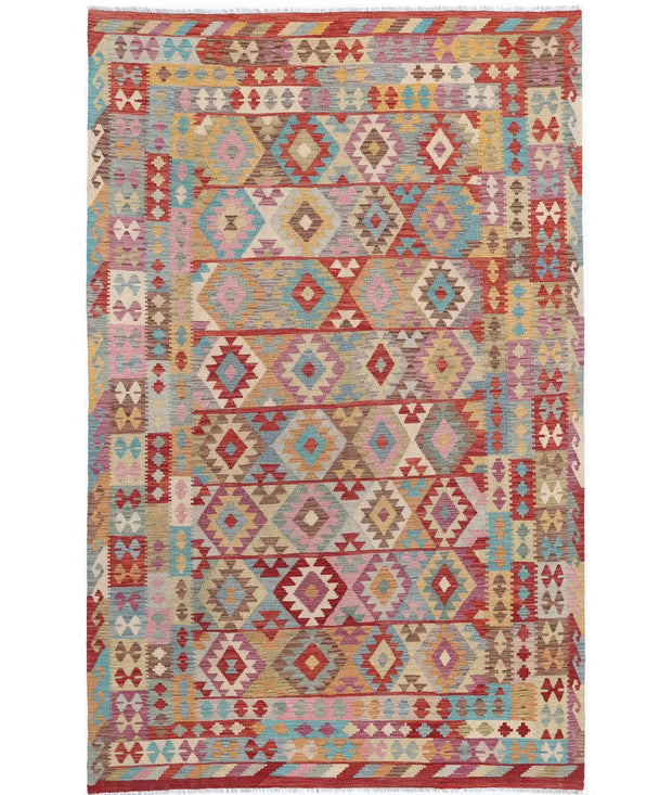 Hand Woven Maimana Kilim Wool Kilim Rug 6' 6" x 9' 10" - No. AT70615