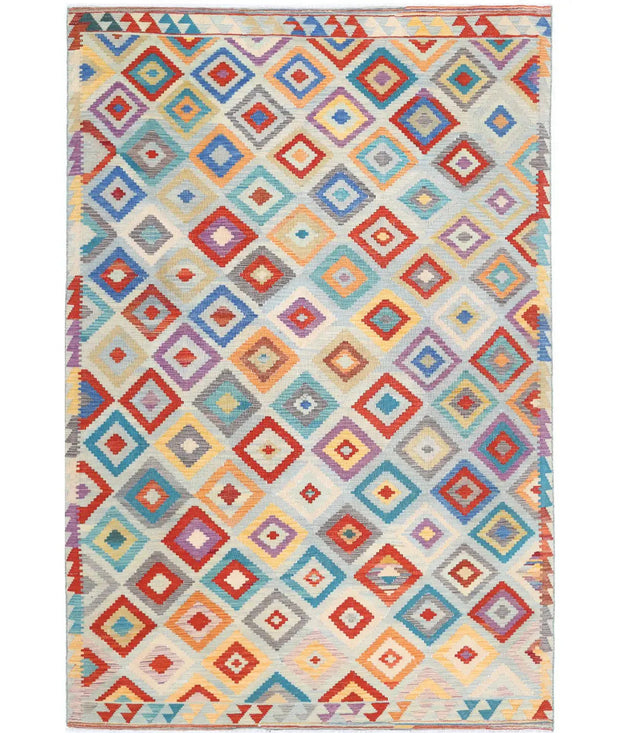 Hand Woven Maimana Kilim Wool Kilim Rug 6' 6" x 9' 11" - No. AT18286