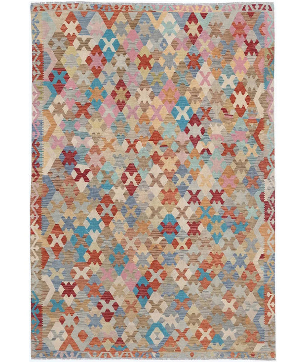 Hand Woven Maimana Kilim Wool Kilim Rug 6' 6" x 9' 5" - No. AT34351
