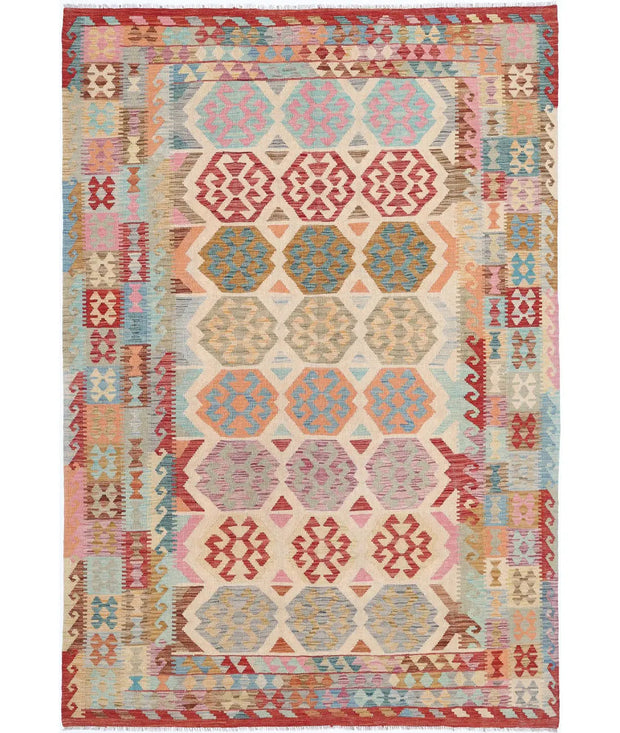Hand Woven Maimana Kilim Wool Kilim Rug 6' 6" x 9' 7" - No. AT40870