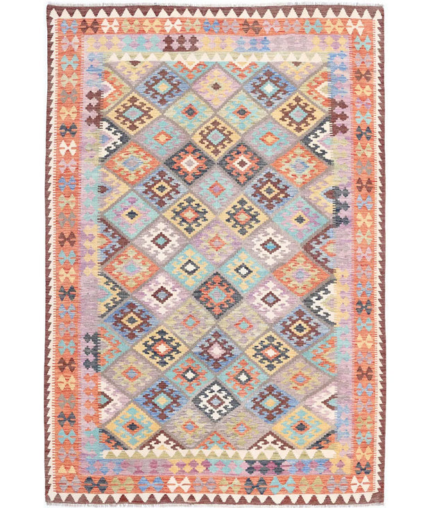 Hand Woven Maimana Kilim Wool Kilim Rug 6' 6" x 9' 7" - No. AT75149