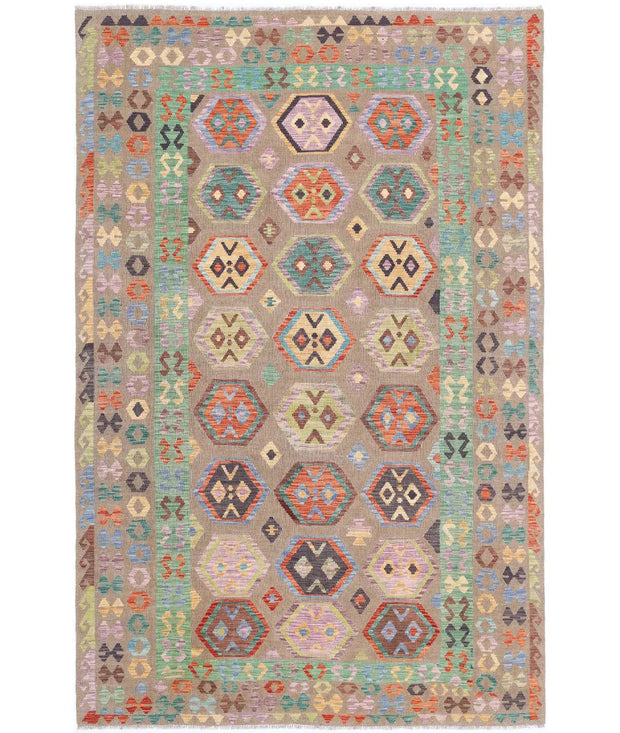 Hand Woven Maimana Kilim Wool Kilim Rug 6' 6" x 9' 8" - No. AT42415