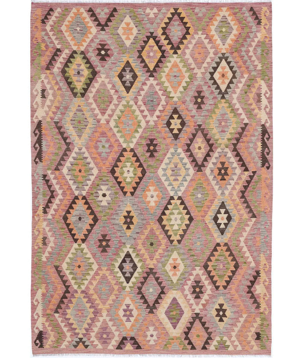 Hand Woven Maimana Kilim Wool Kilim Rug 6' 6" x 9' 9" - No. AT52537
