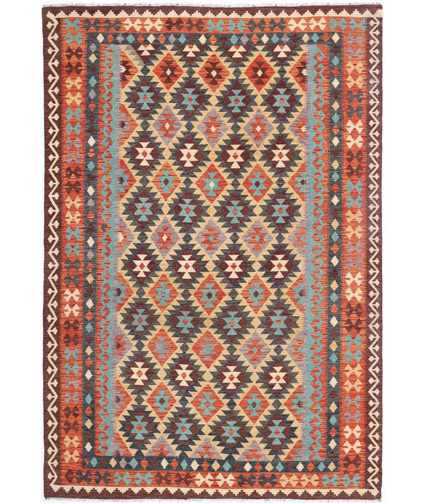 Hand Woven Maimana Kilim Wool Kilim Rug 6' 7" x 9' 9" - No. AT71036