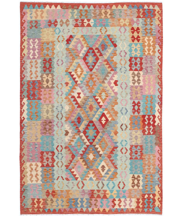 Hand Woven Maimana Kilim Wool Kilim Rug 6' 7" x 9' 9" - No. AT77975