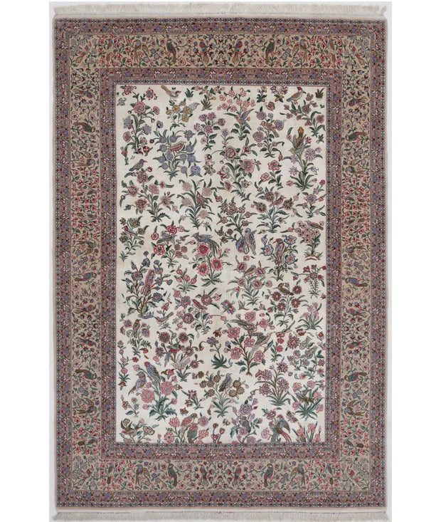 Hand Knotted Masterpiece Oriental Isfahan Silk & Wool Rug 5' 2" x 7' 8" - No. AT95201