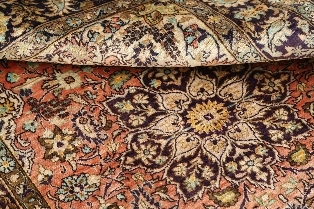 Blue Oriental Qum Rug 3'4" x 4'10" Hand-Knotted | No. AT10178