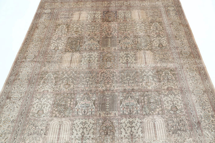Brown Oriental Qum Silk Rug 6'3" x 7'1" Hand-Knotted | No. AT79940