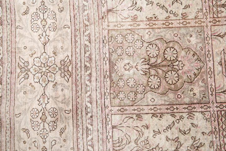 Brown Oriental Qum Silk Rug 6'3" x 7'1" Hand-Knotted | No. AT79940