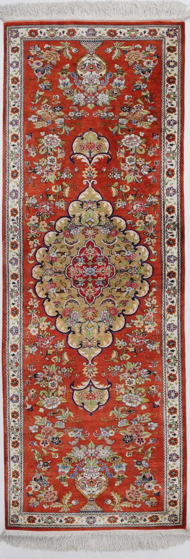Hand Knotted Masterpiece Oriental Qum Silk Rug 1' 7" x 5' 3" - No. AT59327