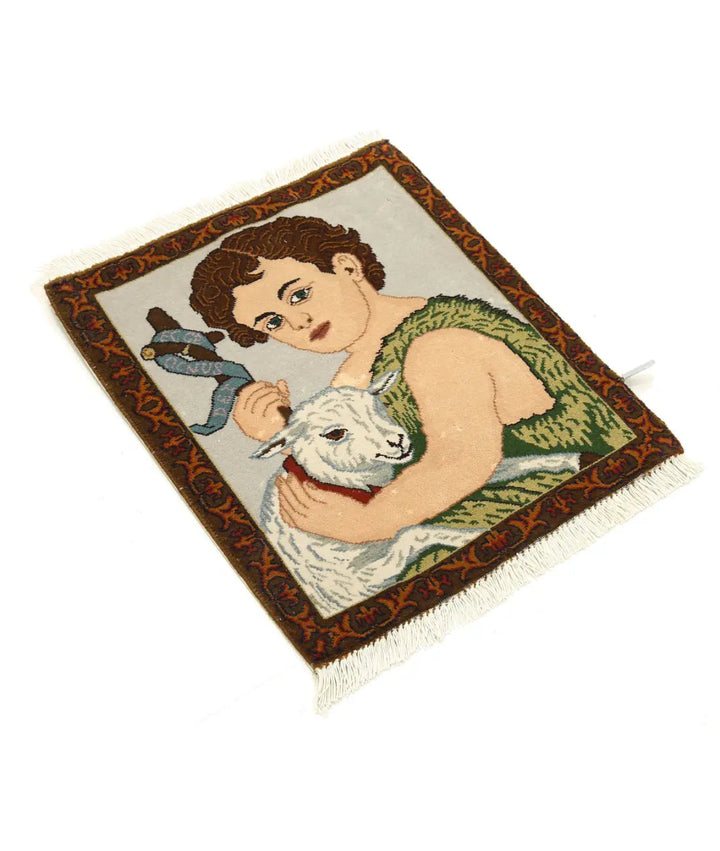 Hand Knotted Masterpiece Oriental Tabriz Fine Wool Rug 1' 6" x 1' 10" - No. AT301391