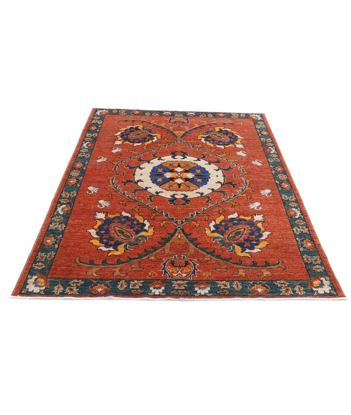 Hand Knotted Nomadic Caucasian Humna Wool Rug 5' 0" x 6' 5" - No. AT573534
