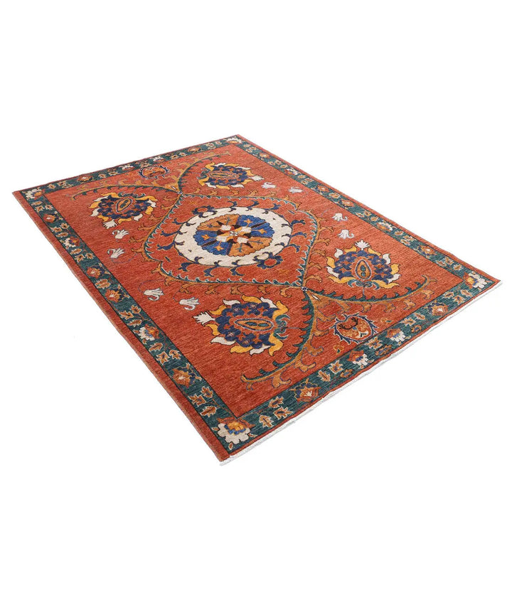 Hand Knotted Nomadic Caucasian Humna Wool Rug 5' 0" x 6' 5" - No. AT573534