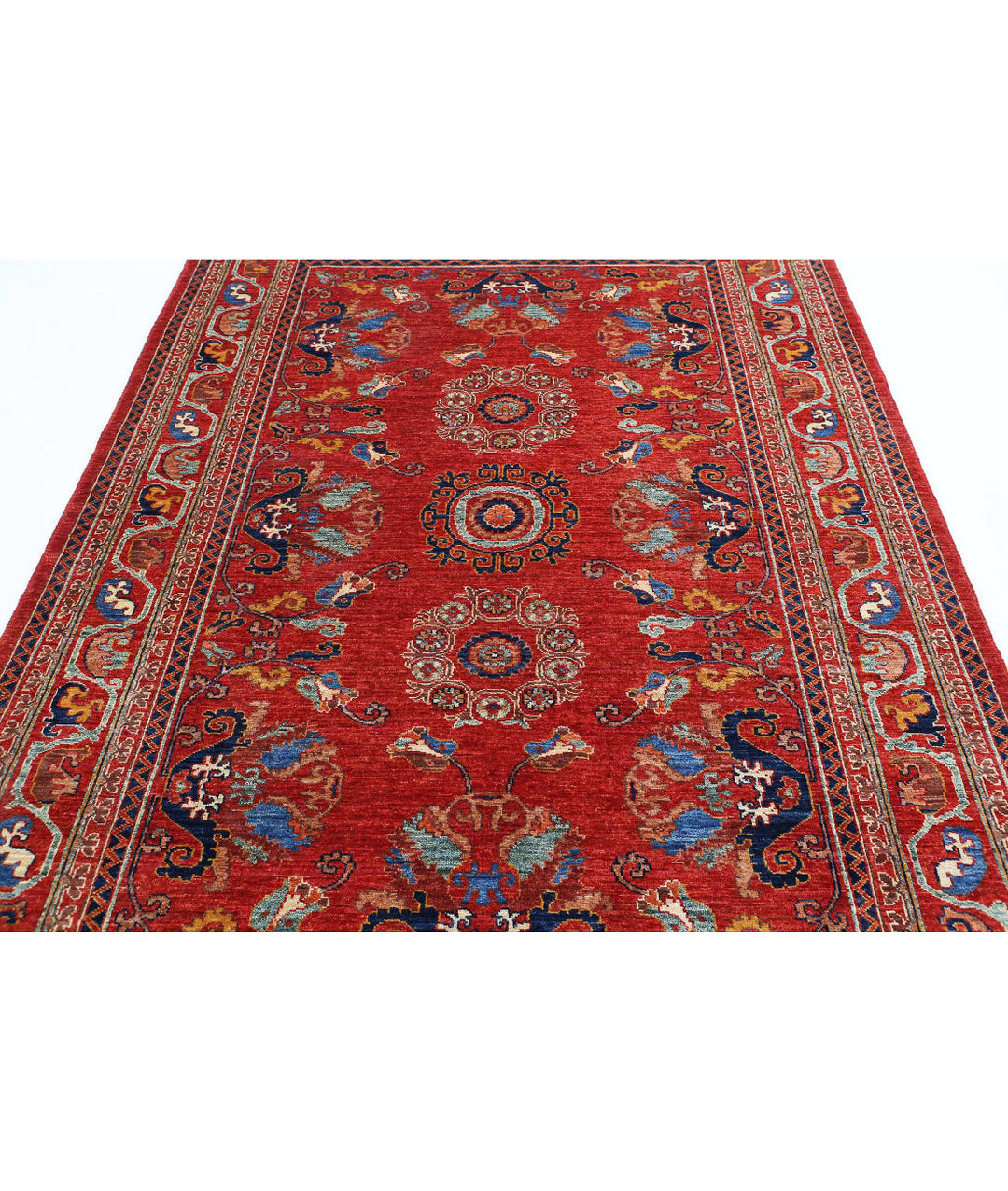 Hand Knotted Nomadic Caucasian Humna Wool Rug 5' 9" x 8' 8" - No. AT95404