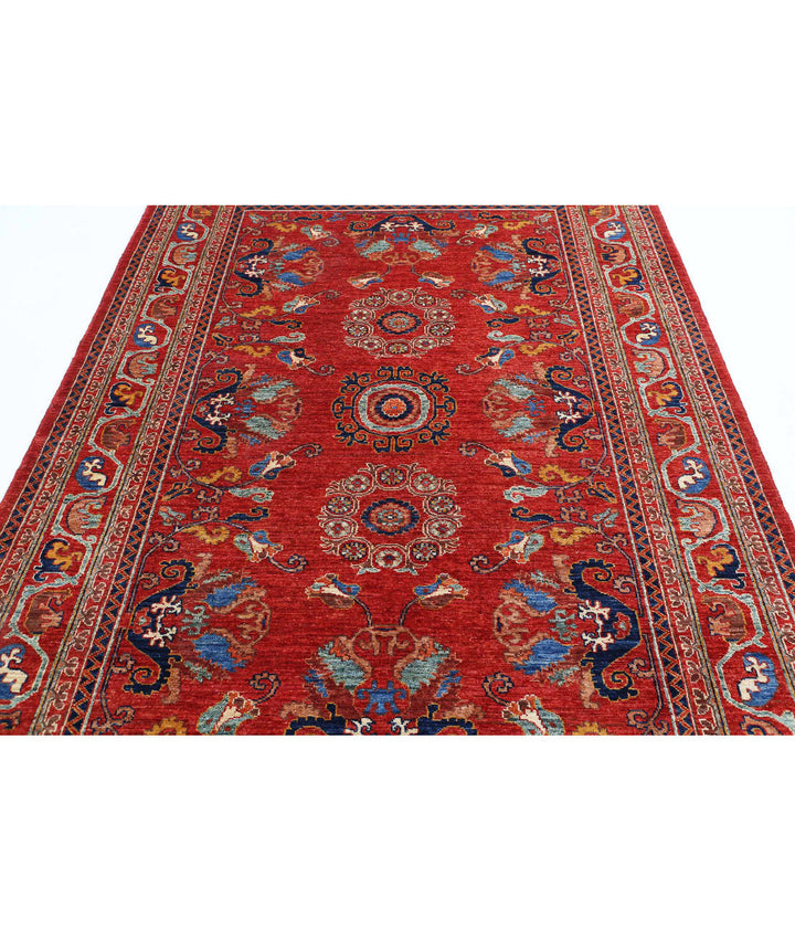 Hand Knotted Nomadic Caucasian Humna Wool Rug 5' 9" x 8' 8" - No. AT95404