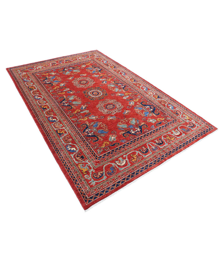 Hand Knotted Nomadic Caucasian Humna Wool Rug 5' 9" x 8' 8" - No. AT95404