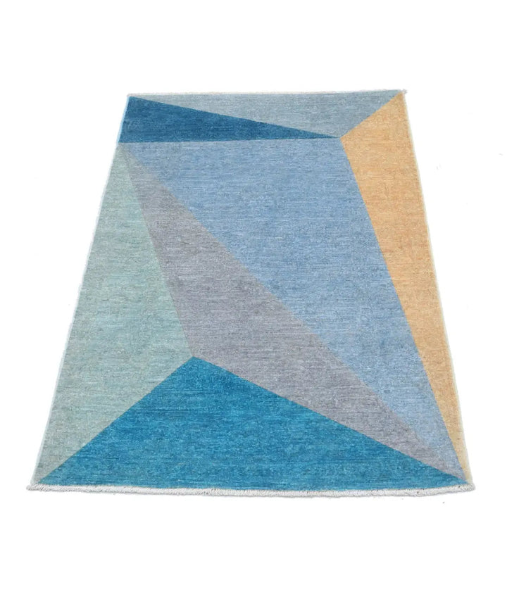 Blue Afghan Overdye Rug 2' 10" x 4' 3" Hand-Knotted | No. AT42870