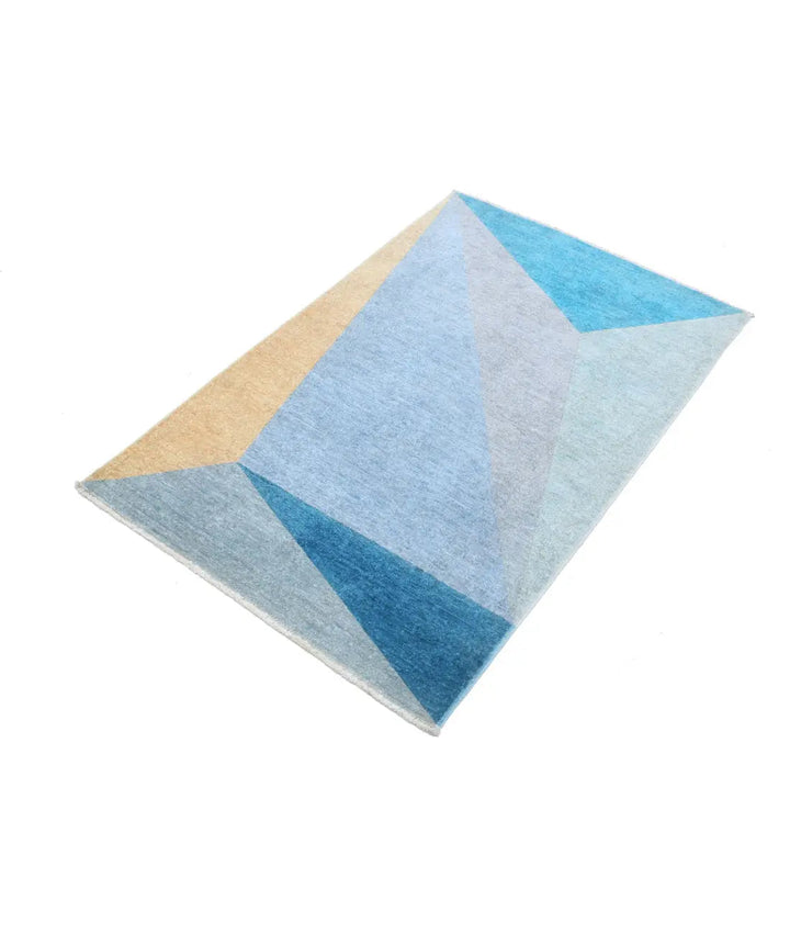 Blue Afghan Overdye Rug 2' 10" x 4' 3" Hand-Knotted | No. AT42870