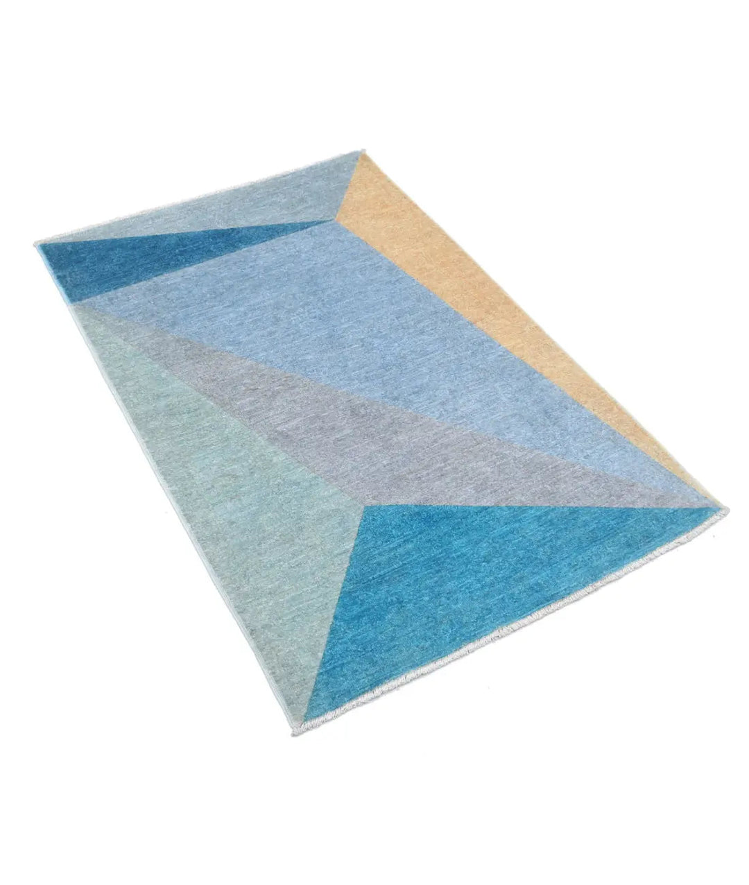 Blue Afghan Overdye Rug 2' 10" x 4' 3" Hand-Knotted | No. AT42870