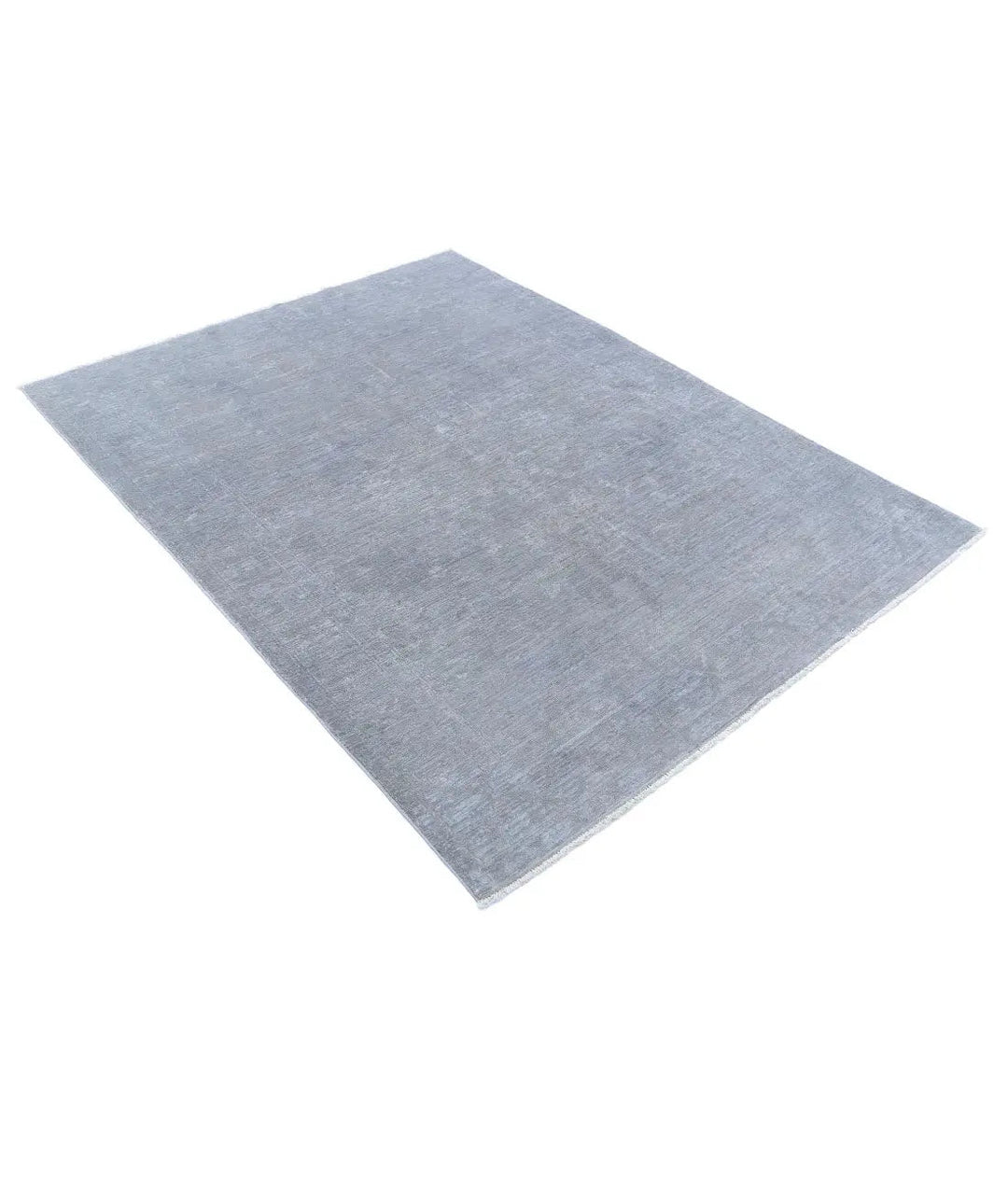 Grey Afghan Overdye Rug 4' 7" x 6' 1" Hand-Knotted | No. AT89056