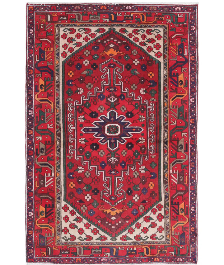 Oriental Hamadan Rug 4' 0" x 6' 0" Hand-Knotted | No. AT19366