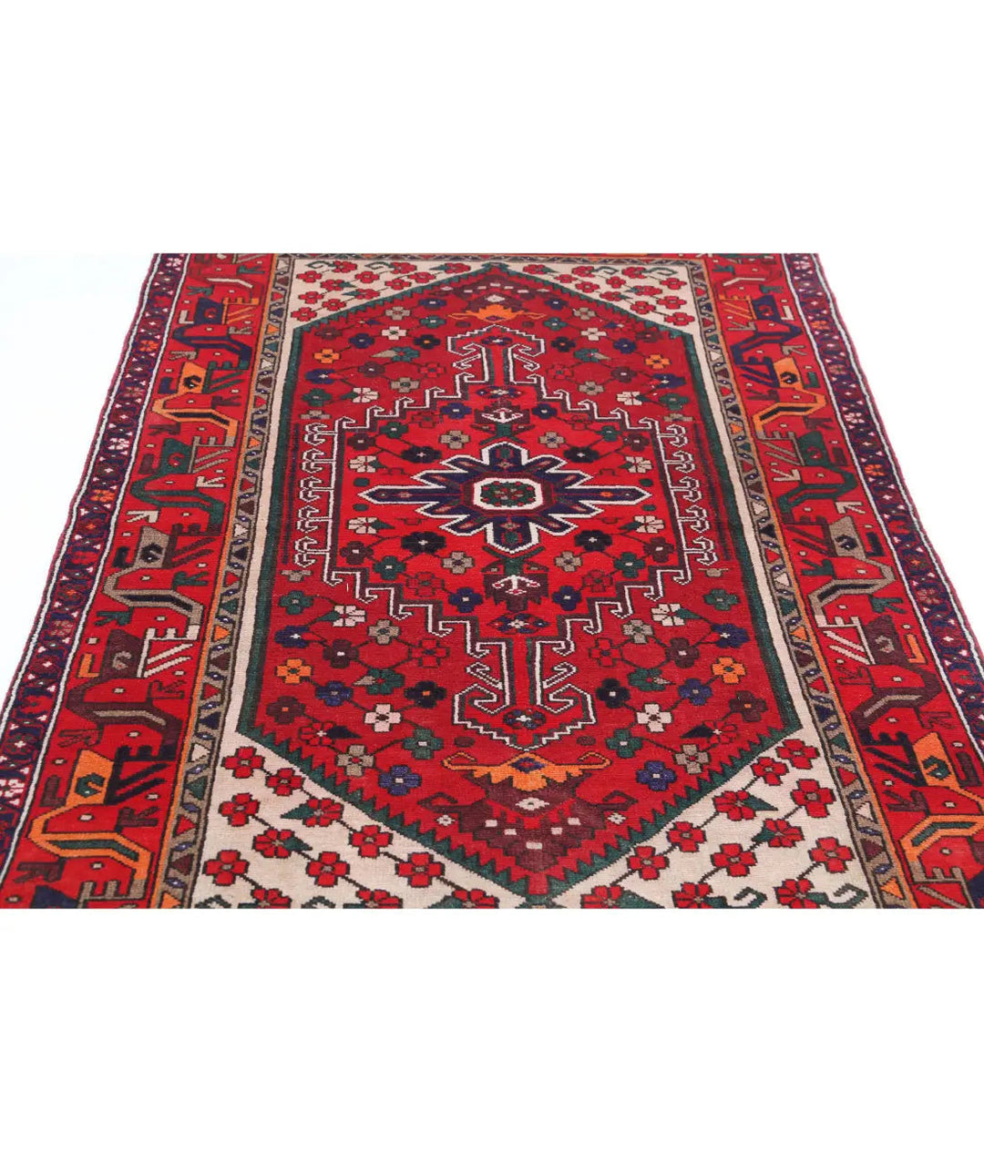 Oriental Hamadan Rug 4' 0" x 6' 0" Hand-Knotted | No. AT19366