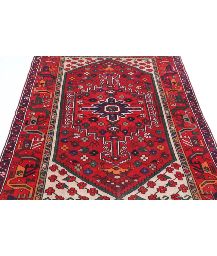 Oriental Hamadan Rug 4' 0" x 6' 0" Hand-Knotted | No. AT19366