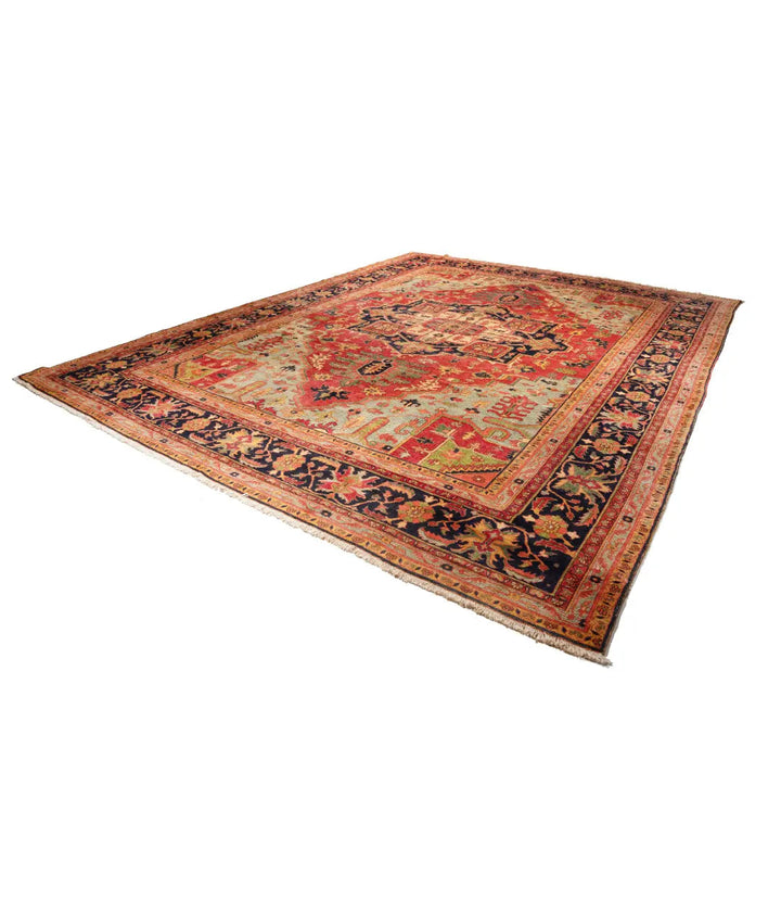 Hand Knotted Oriental Heriz Wool Rug 12' 2" x 15' 7" - No. AT28833