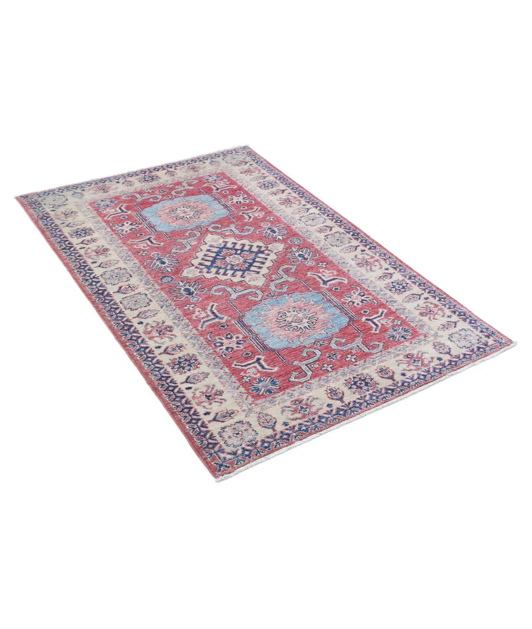 Afghan Royal Kazak Rug 3' 4" x 5' 0" Hand-Knotted | No. AT21810