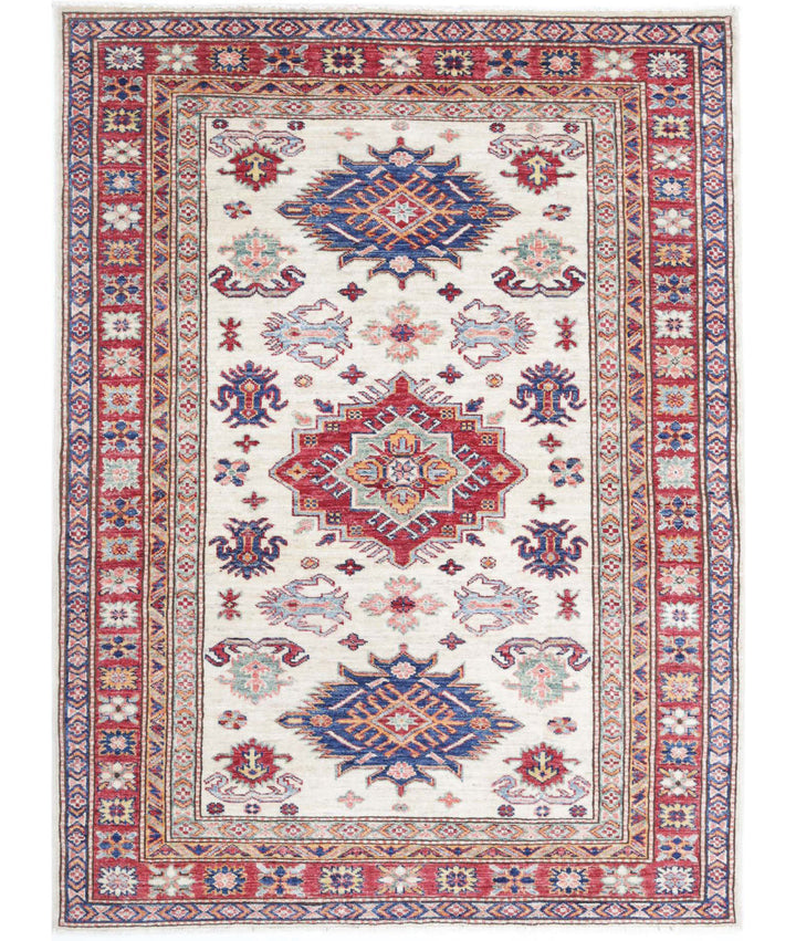 Afghan Royal Kazak Rug 4' 0" x 5' 5" Hand-Knotted | No. AT10269