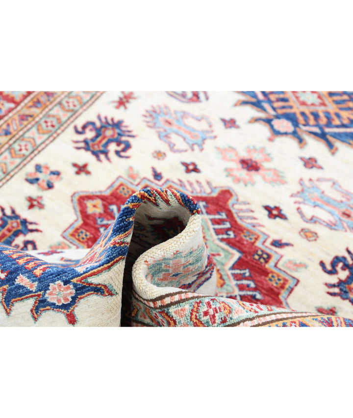 Afghan Royal Kazak Rug 4' 0" x 5' 5" Hand-Knotted | No. AT10269