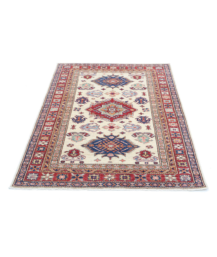 Afghan Royal Kazak Rug 4' 0" x 5' 5" Hand-Knotted | No. AT10269