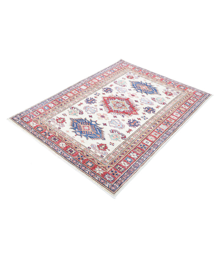 Afghan Royal Kazak Rug 4' 0" x 5' 5" Hand-Knotted | No. AT10269