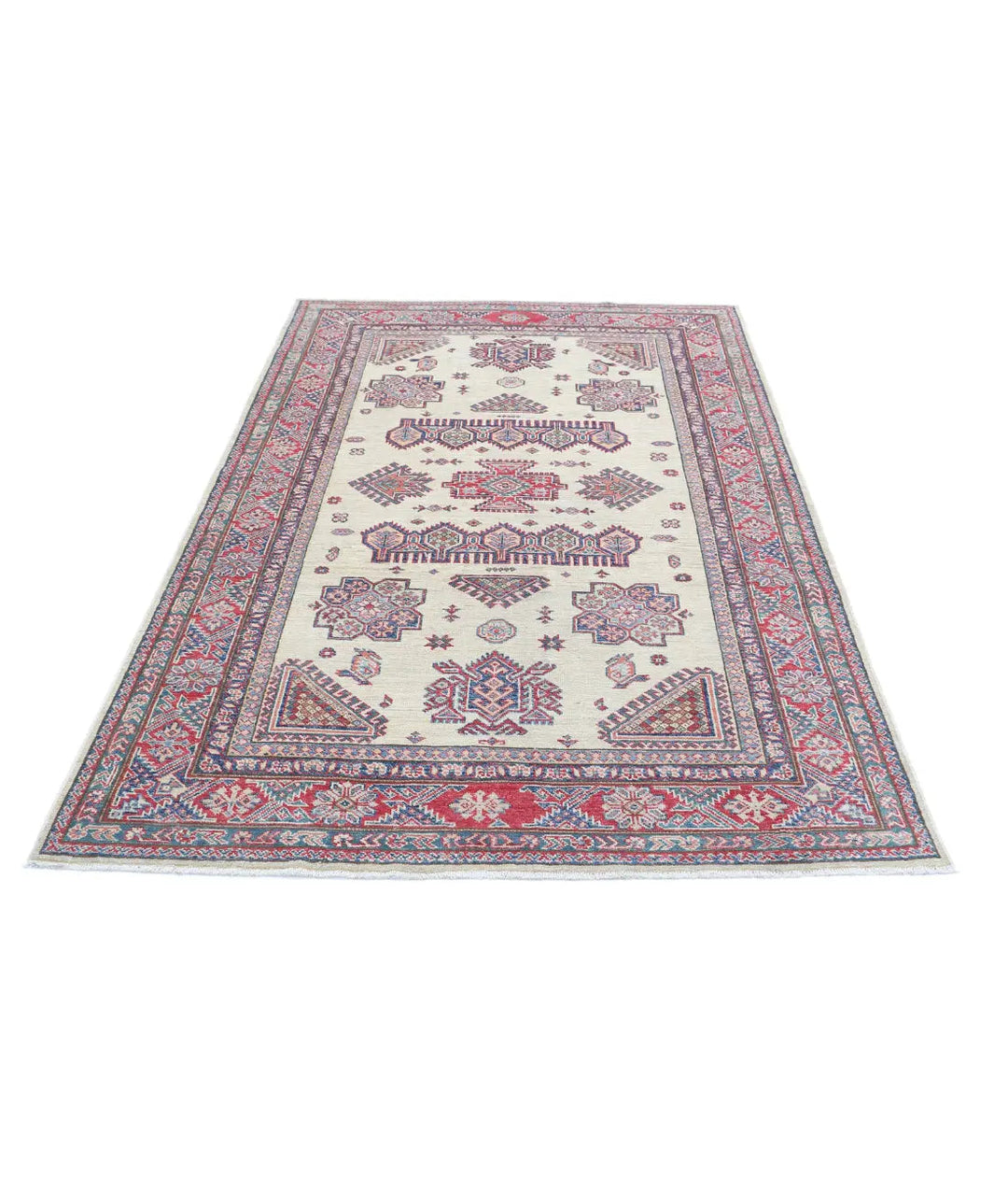 Afghan Royal Kazak Rug 4' 10" x 7' 3" Hand-Knotted | No. AT10148
