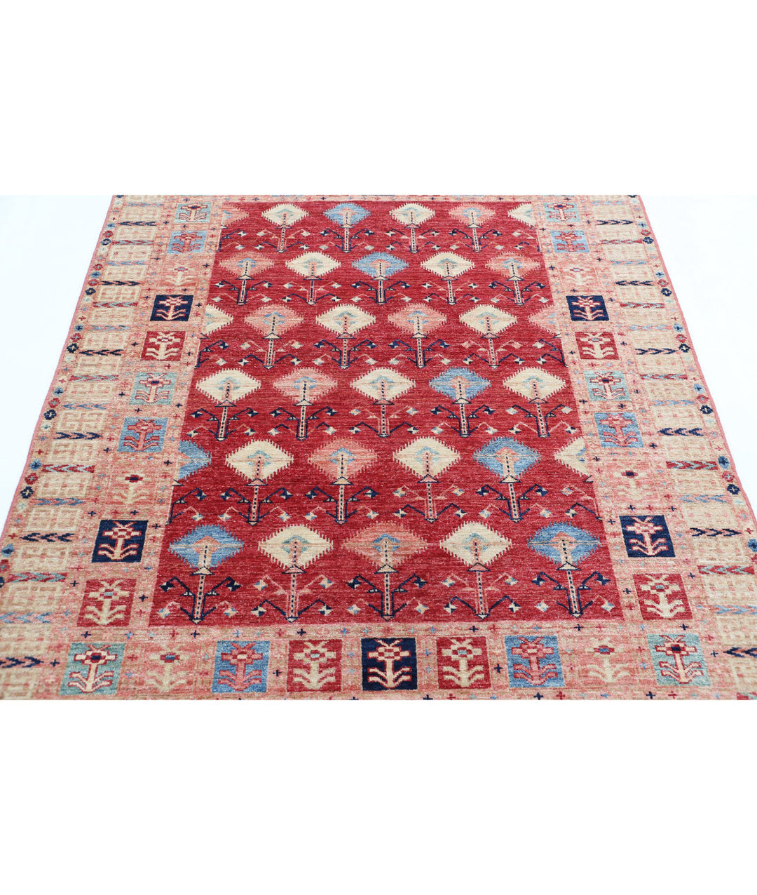 Hand Knotted Royal Kazak Wool Rug 4' 11" x 6' 6" - No. AT532339