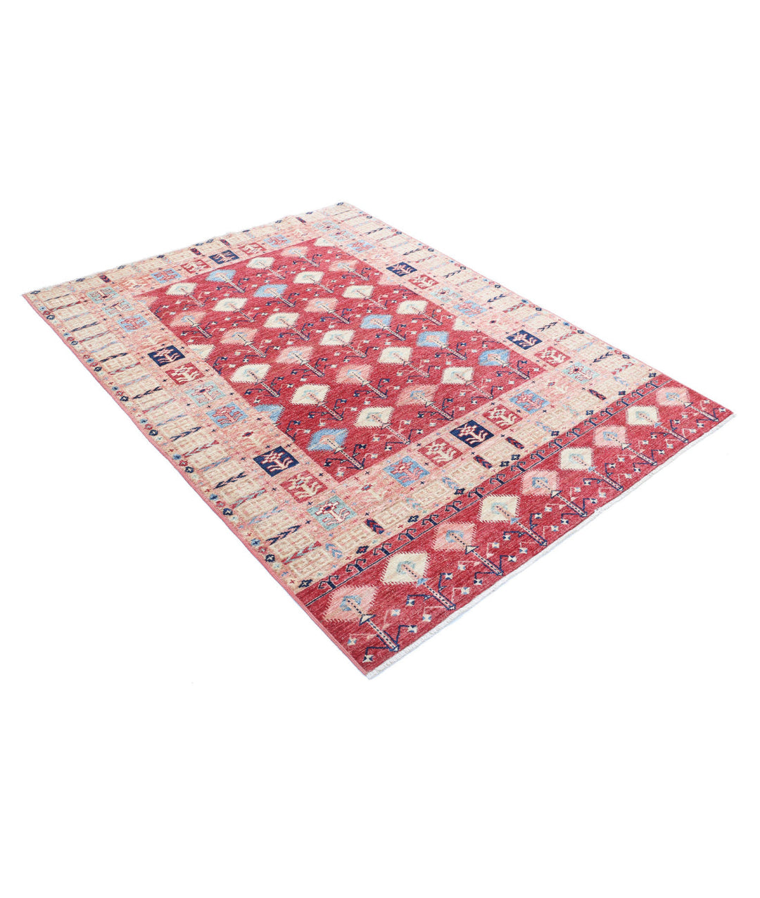 Hand Knotted Royal Kazak Wool Rug 4' 11" x 6' 6" - No. AT532339