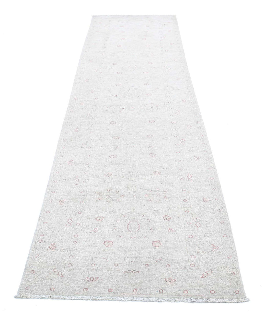 Ivory Afghan Serenity Rug 2' 10" x 12' 3" Hand-Knotted | No. AT88633