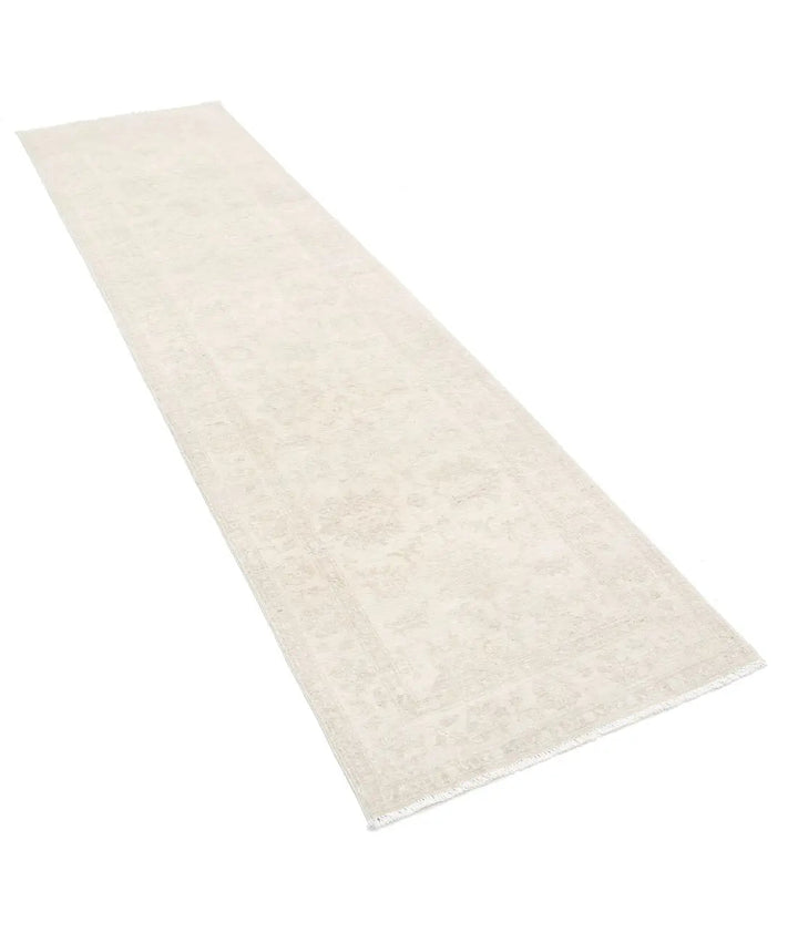 Ivory Afghan Serenity Rug 2' 6" x 9' 5" Hand-Knotted | No. AT41423