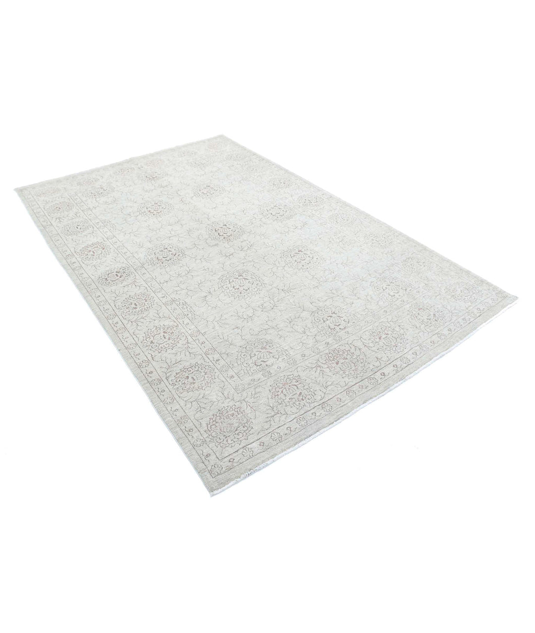 Ivory Afghan Serenity Rug 5' 4" x 8' 2" Hand-Knotted | No. AT89952